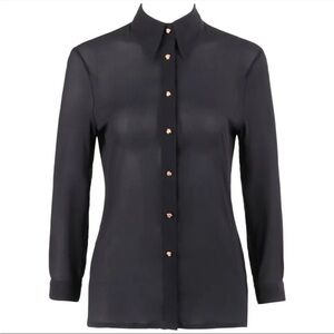 Gianni Versace Couture S/S 1999 Black Silk Medusa Head Button Down Size 44 IT